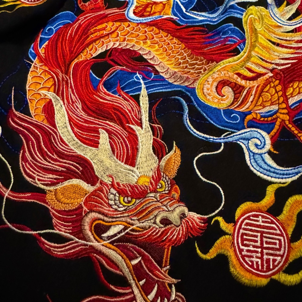 Embroidered Dragon Design on crewneck